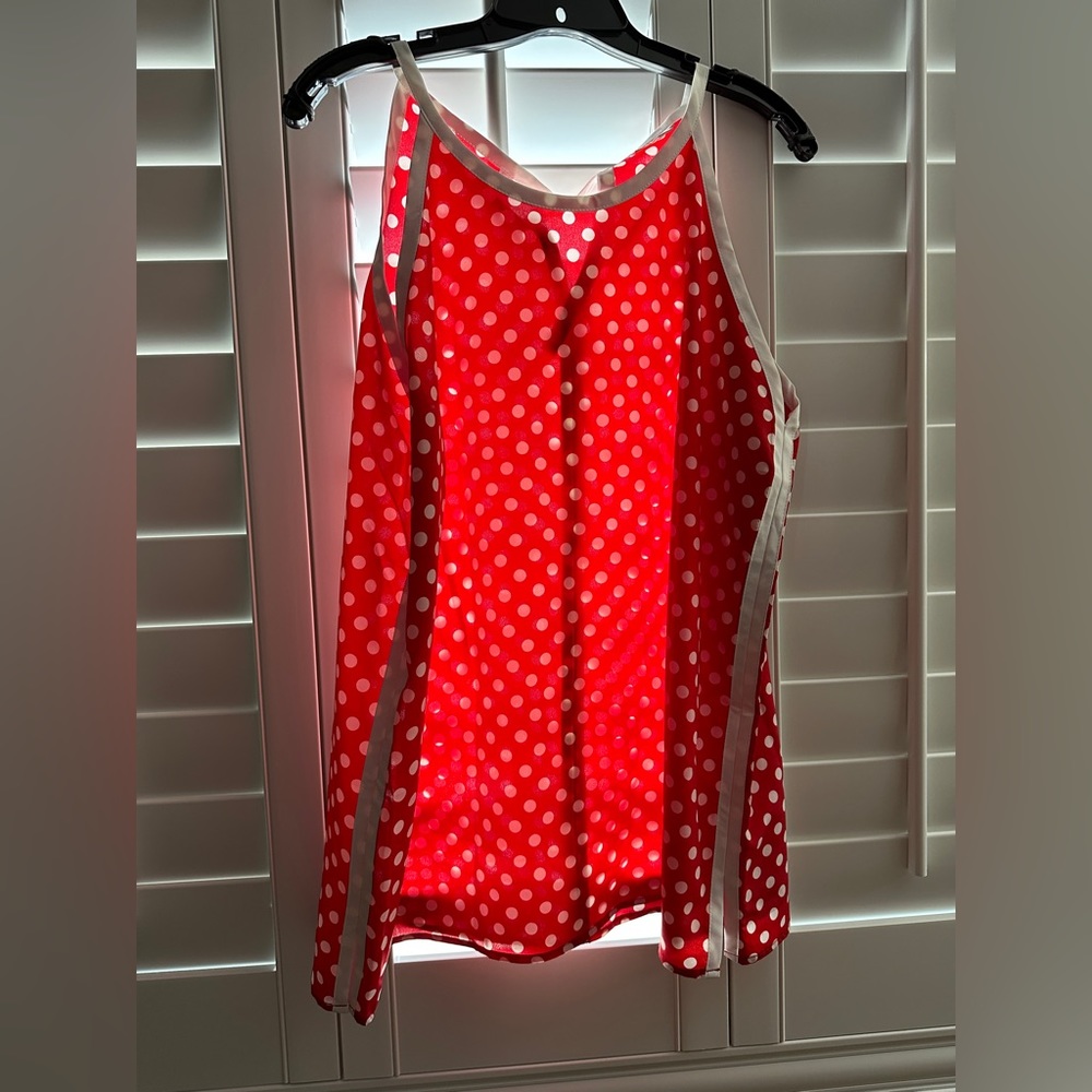 Charming Charlie’s tie back red polka dot top